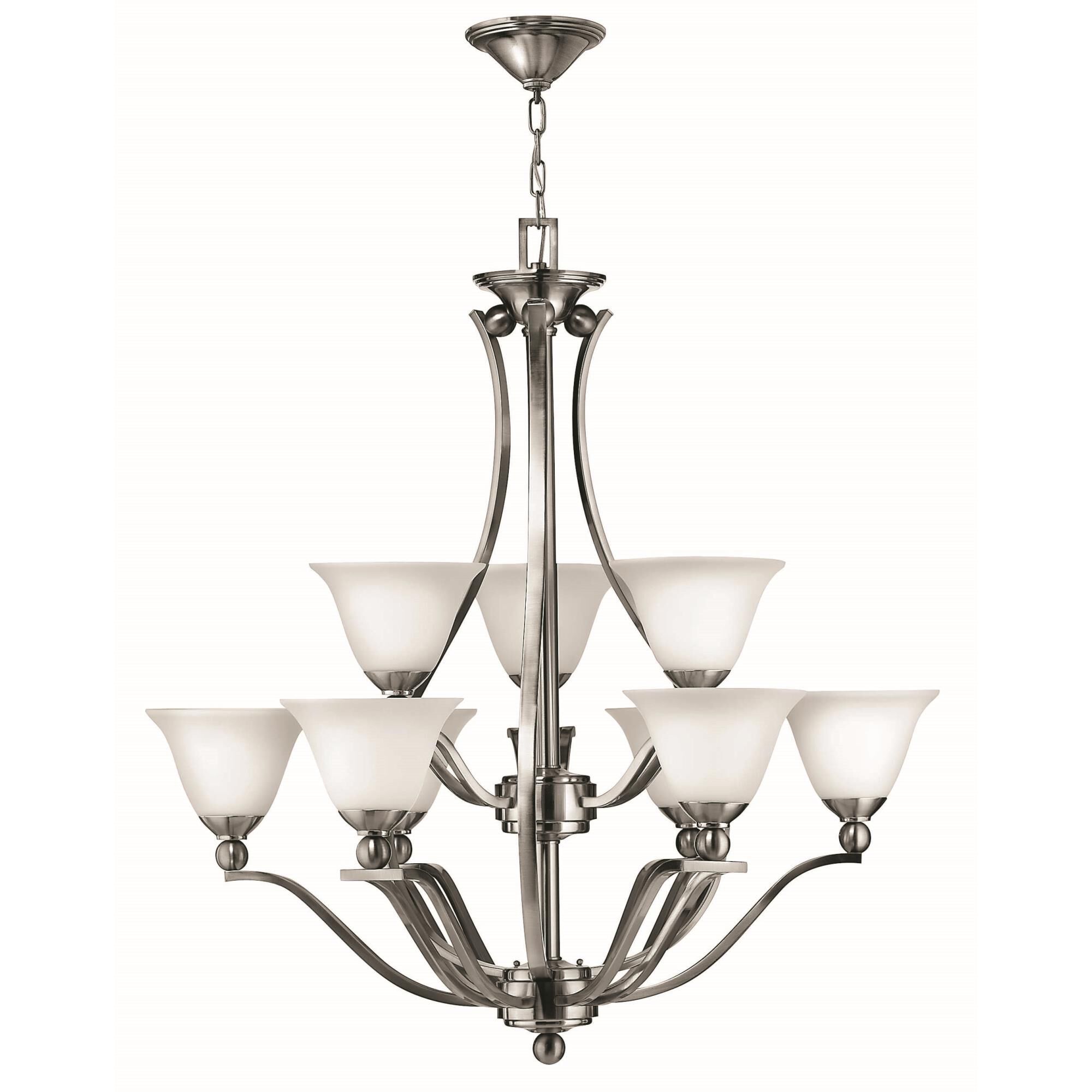 Shown in Brushed Nickel finish and Etched Opal glass